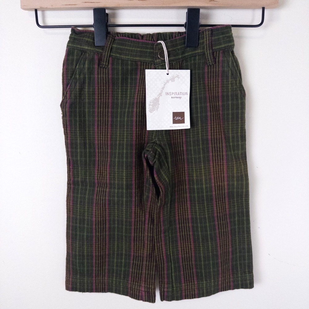 NEW Tea Collection Y2K Norway Plaid Trouser Pants Green Pink Baby Sz 12-18m